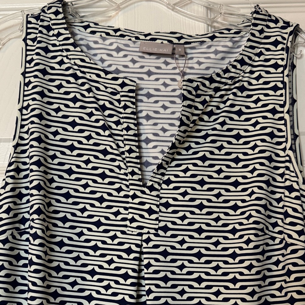 NWOT Ellie Kai  Navy and White Women's Sleeveless Dress